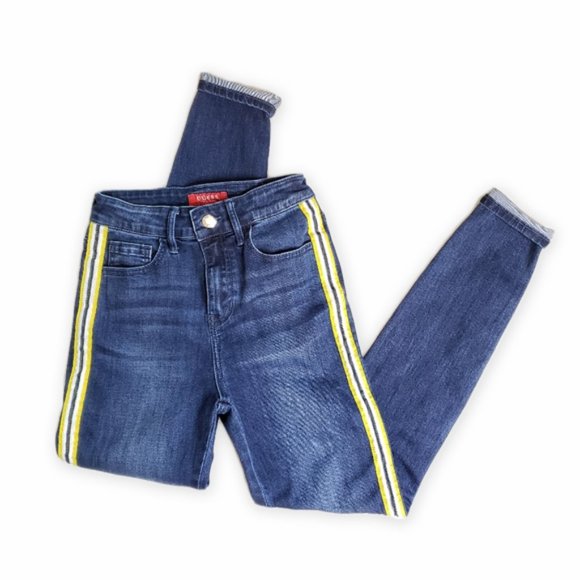 Guess Denim - High-Waisted Guess Skinny Jeans with Yellow Stripe